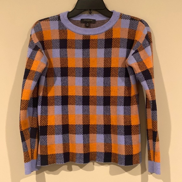 Ann Taylor Orange & Blue Crew Neck sweater - Picture 1 of 3